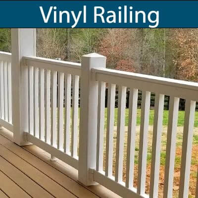 Photo of a vinyl railing style linking to the vinyl railing page