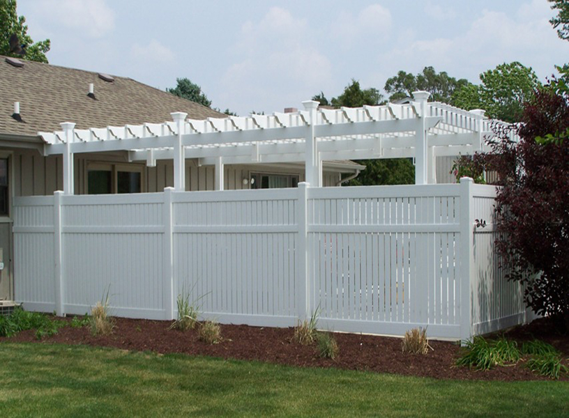 Weatherables Huntington 5 ft. H x 8 ft. W Khaki Vinyl Semi-Privacy Fence Panel Kit
