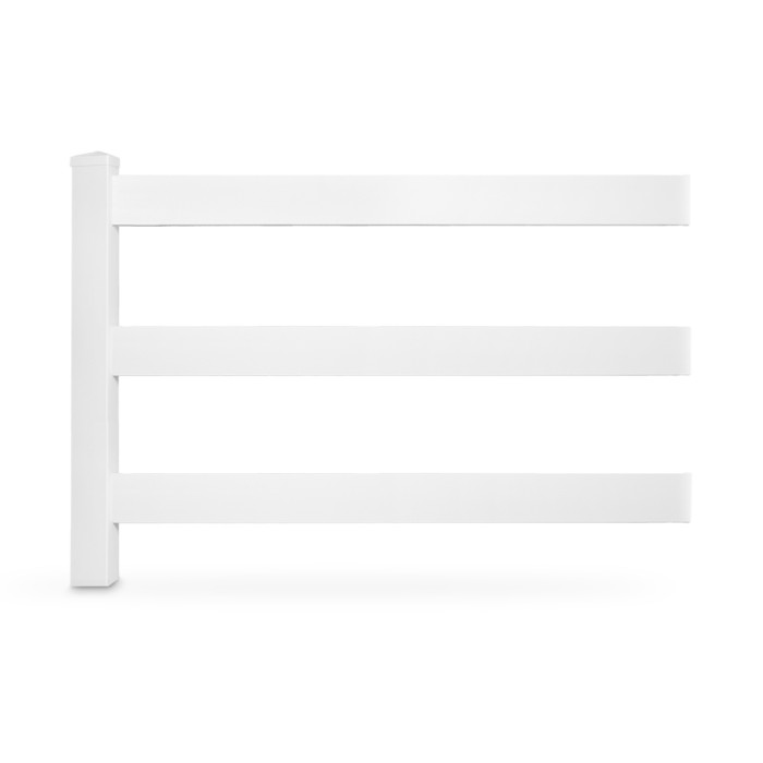 Weatherables 3-Rail White Vinyl Ranch Rail Fence Project Pack - 48 in. x 640 ft.