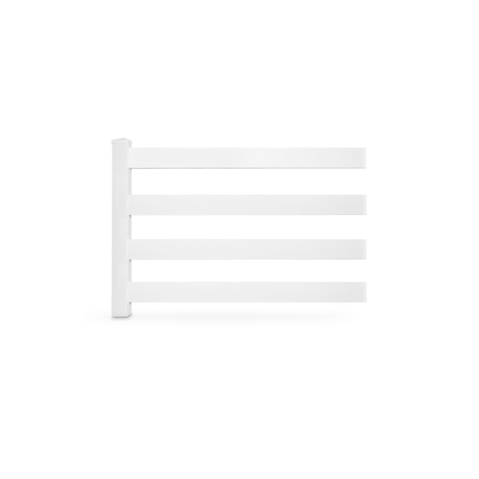 Weatherables 60 in. H x 320 ft. L 4-Rail White Vinyl Complete Ranch Rail Fence Project Pack