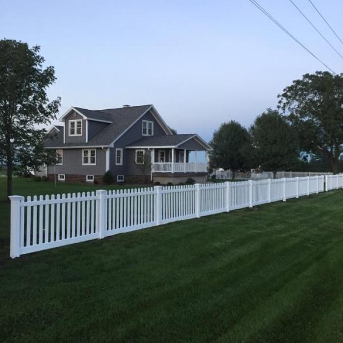 Weatherables Plymouth 5 ft. x 8 ft. White Vinyl Picket Fence Panel Kit