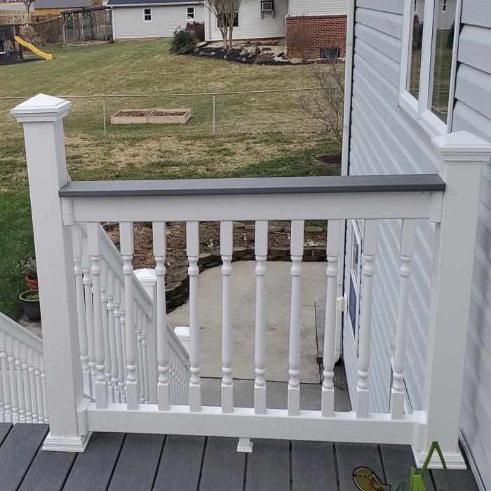 Wakefield deck railing with gray decking