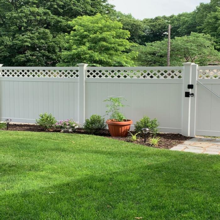 Weatherables Glenshire 3 .5 ft. W x 6 ft. H White Vinyl Privacy Lattice Top Fence Gate Kit