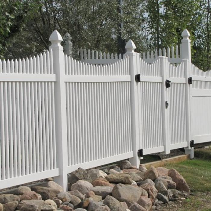 Barrington white picket fence double gate