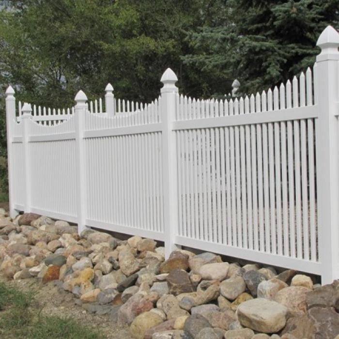 Weatherables Barrington 5x8 White Vinyl Picket Fence Panel Kit