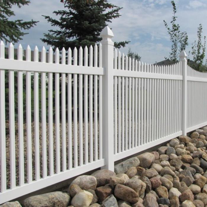 Barrington picket fence with gothic picket cap