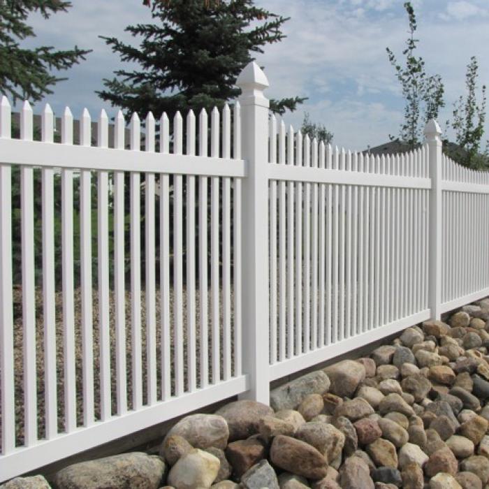 Weatherables Barrington 5x8 White Vinyl Picket Fence Panel Kit