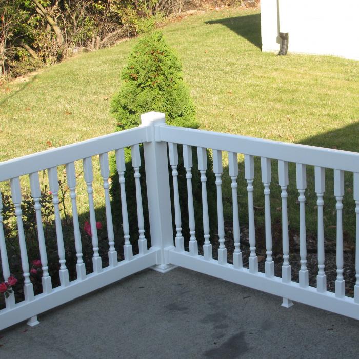Burlington white vinyl porch railing 