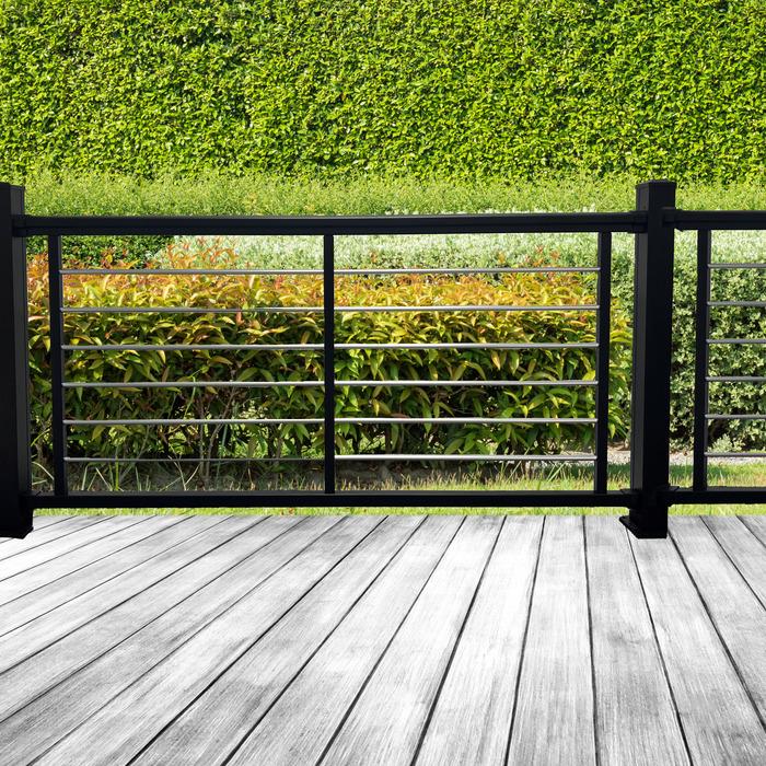 Weatherables Cornell 36 in. H x 72 in. W Textured Black and Silver Horizontal Aluminum Rod Straight Railing Kit