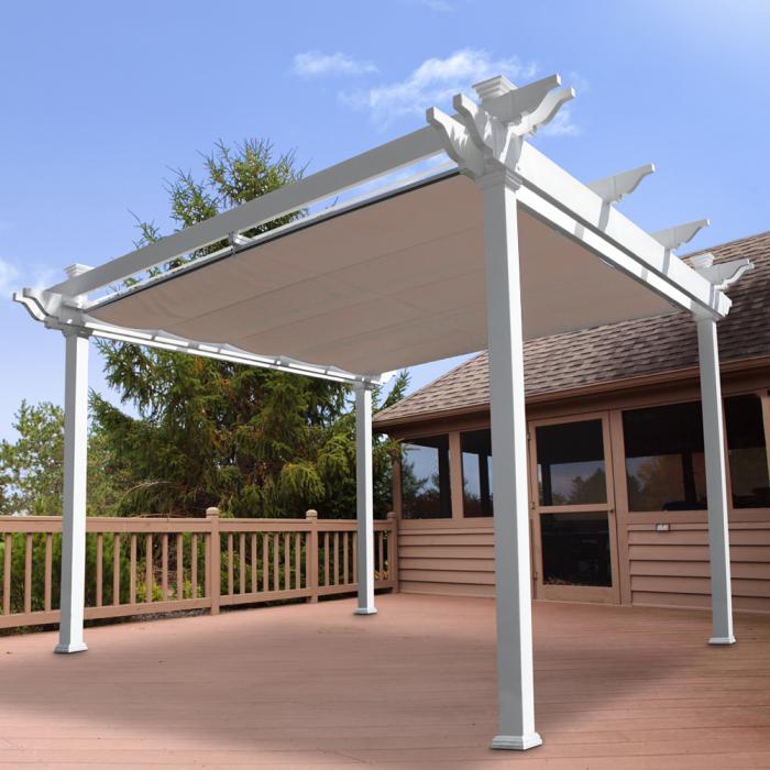 Vinyl Pergola With Canopy Pergola Shade Canopy Pergolas/Patio Covers - Atlantic Pergola with Shade Canopy ... - Vinyl Pergola With Canopy Pergola Shade Canopy