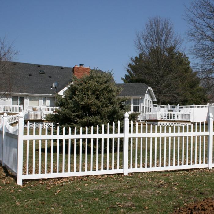 stratford picket fence paired with privacy fence