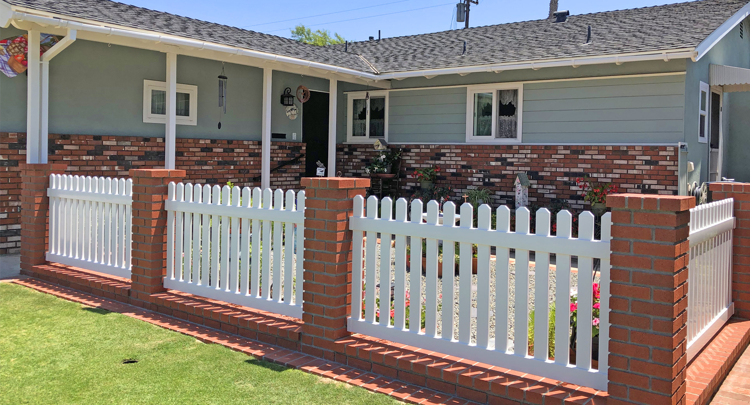 Brick House featuring Weatherables Vinyl Picket Fencing