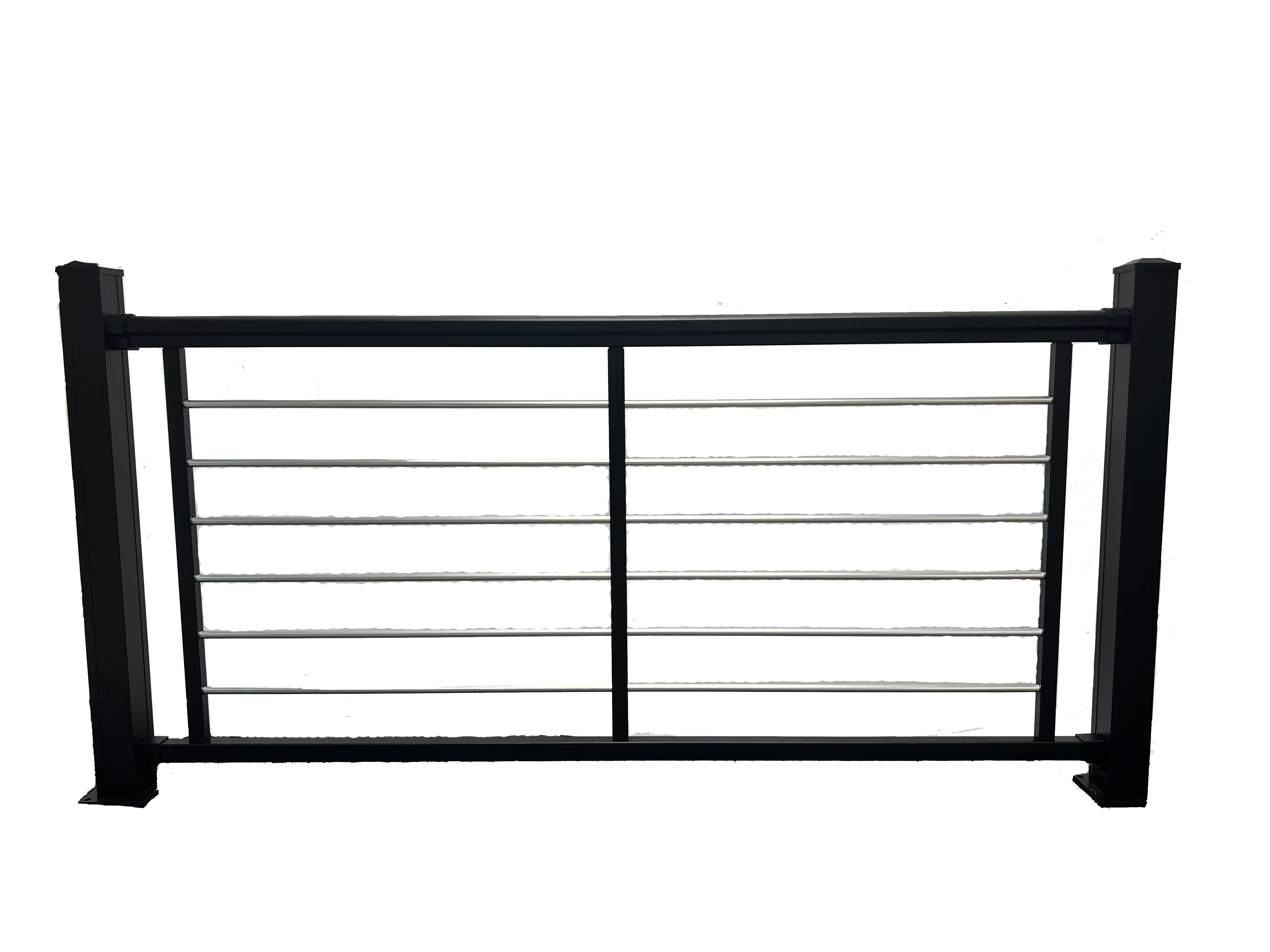 Weatherables Cornell 36 in. H x 96 in. W Textured Black and Silver Horizontal Aluminum Rod Straight Railing Kit